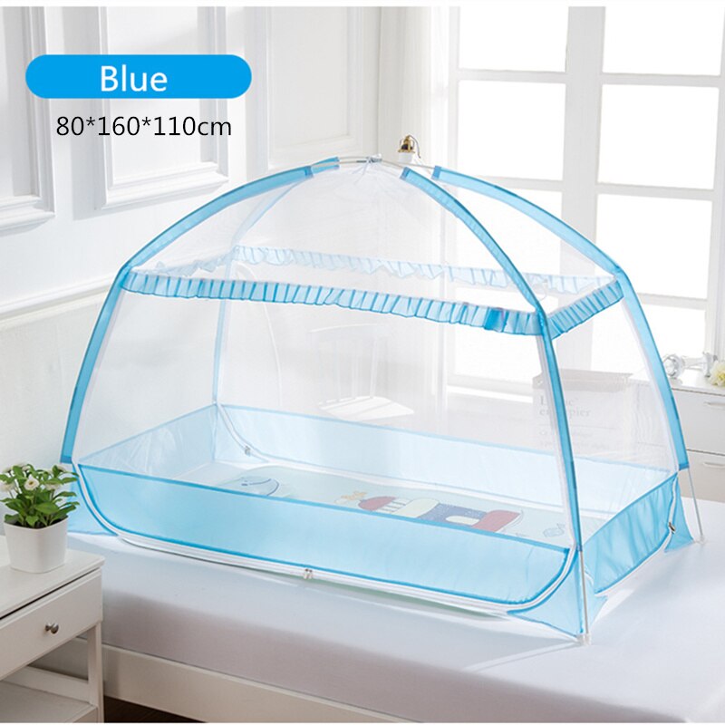 Mosquitera para niños, cunas bonitas, Red de Cama, Yurts mongulares, soportes inferiores para tienda, dosel Infantil, decoración para habitación de bebé: Blue 80x160cm