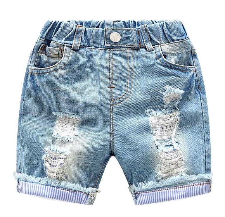 Børnebukser til drengebaby sommerbukser børn i stykker jeans drenge denimshorts 90 ~ 130: 4t
