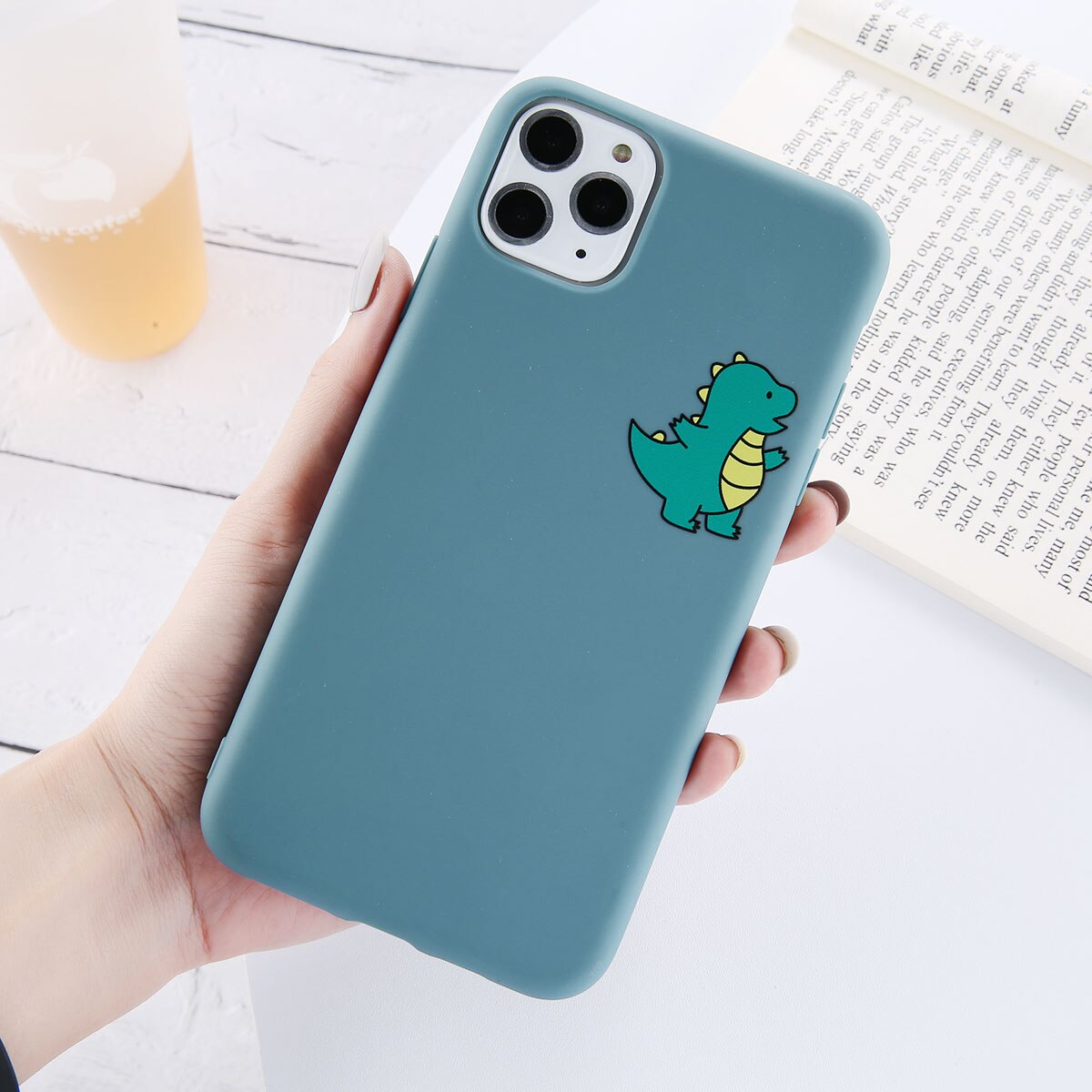 Lovebay Cartoon Lovely Dinosaur Phone Case For iPhone 11 Pro Max X 7 8 8plus XR XS Max 6S 6Plus Covers Soft TPU Candy Color Case: For iPhone XS / T1