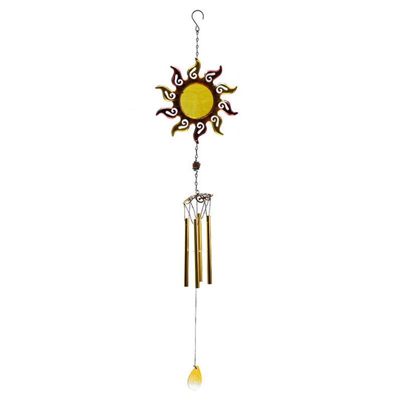 1pc sol vindspel smidesjärn glas eldklot ornament trädgård balkong hänge vindspel rörklockor heminredning