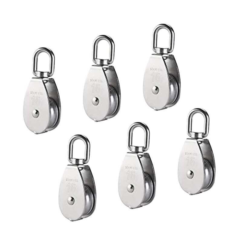 6 stuks  m15 enkele katrolblokken hangende draad sleepwiel draaibare hijsdraad kabel katrol rol