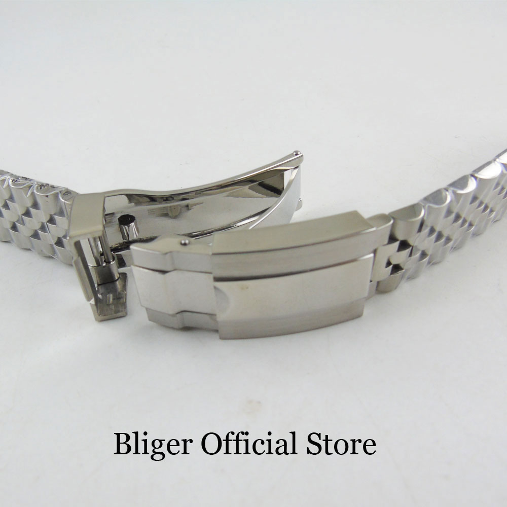 20mm BLIGER Stainless Steel Watch Bracelet Band Deployment Clasp Fit 40mm Watch