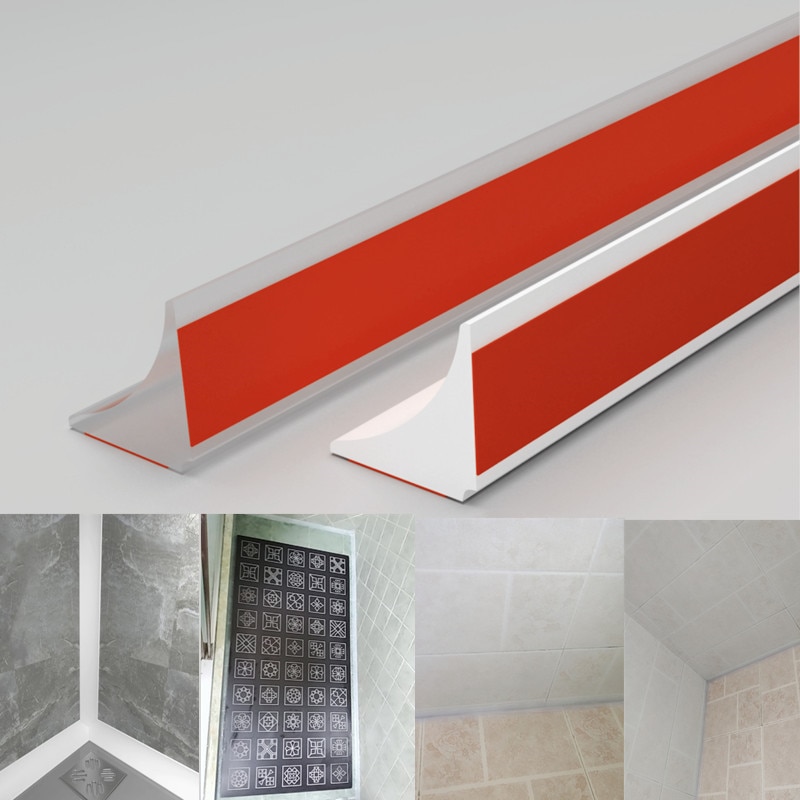 Silicone bathroom water stopper Barrier Dry&Wet Separation rubber sealing strip tape for shower Kitchen wall corner gap filler