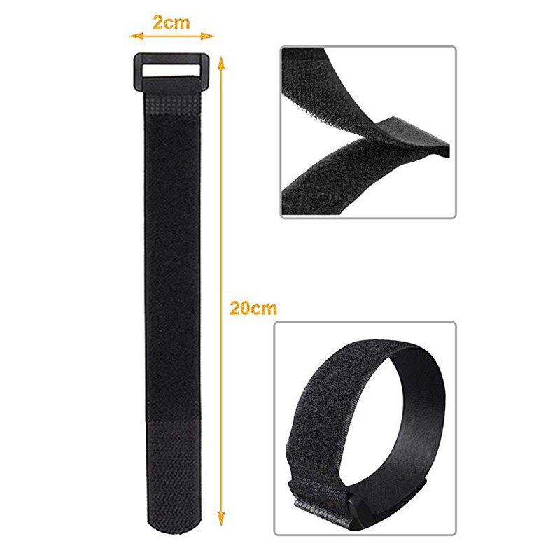 10pcs/lot 2cm * 20cm nylon Reverse buckle hook loop fastener cable ties velcroing strap sticky Line finishing