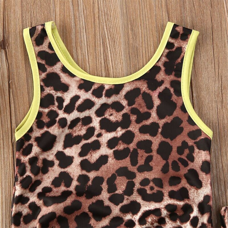 Newborn Toddler Kids Baby Girl Boy Leopard Swimwear Swimsuit Bikini Set Sleeveless Summer Beachwear Bathing Suit 2pcs