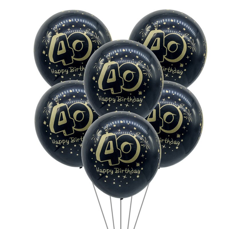 40 Verjaardagsfeestje Decoratieve Ballon 12-Inch 2.8 Gram Brons verzilverd Afdrukken Verjaardag met Cijfers Rubber Ballonnen custo