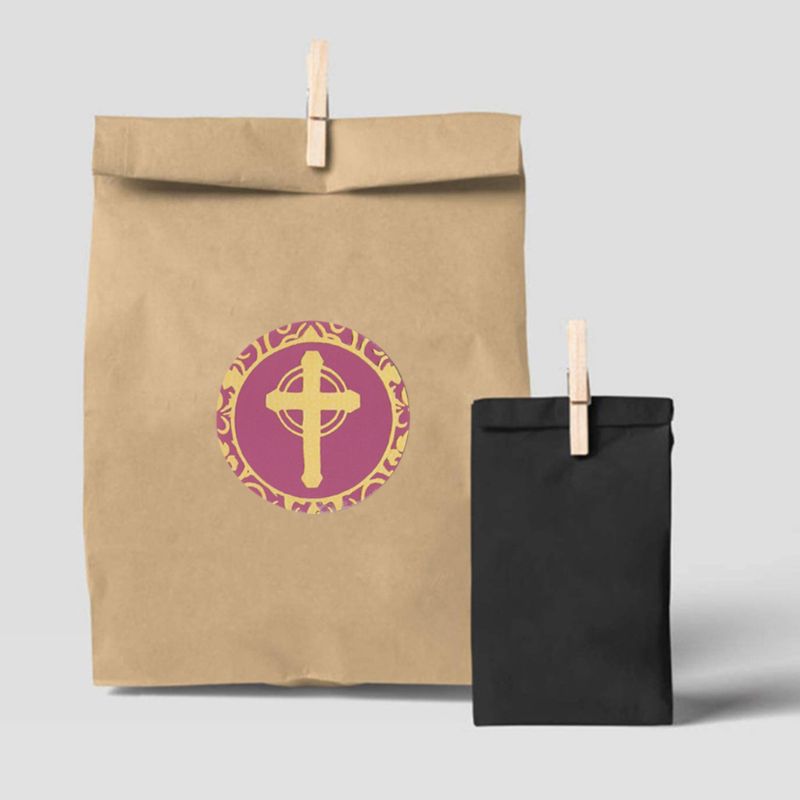 500pcs Religious Christian Cross Stickers Round Labels for Envelope Seals Stationery Party Favors Wedding Decoration