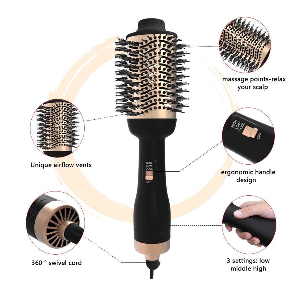 CHJ cheveux air sèche brosse 4 en 1 fer à friser électrique rotatif vague bigoudis rouleaux outils de coiffure