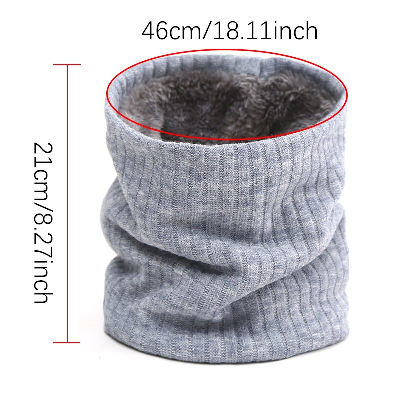 Unisex Winter Scarf Knit Solid Women Ring Neck Scarves Thick Fur Bandana Cotton Men Outdoor Warm Soft Collar Wraps