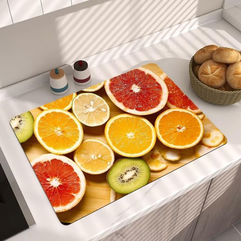 3d Kieselalgen Schlamm Küche Arbeitsplatte Ablauf Pad Saugfähigen Pad Geschirr Ablassen matt Nicht-Unterhose Küche Tischset Geschirr Trocknen matt: 90x40 cm / Schwarz