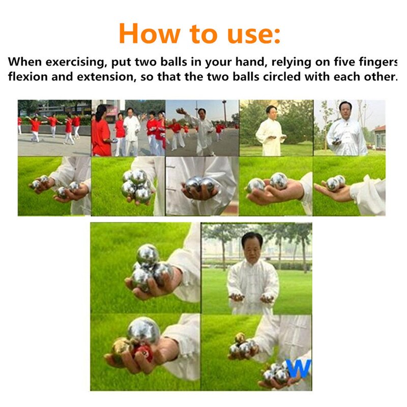 Chinese Health Meditation Balls Hand Wrist Solid Fitness Handball Health Exercise Stress Relaxation Therapy Chrome Hand Massage