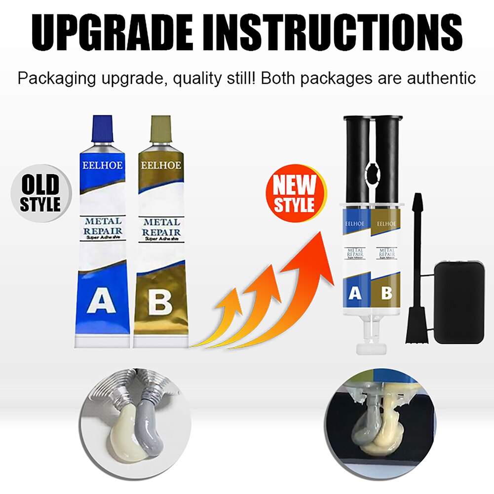 Quick Drying Welding Casting Glue Waterproof Solder Paste Steel Cast Iron Metal Crackle Repair Agent Industrial Adhesive 50mlA+B