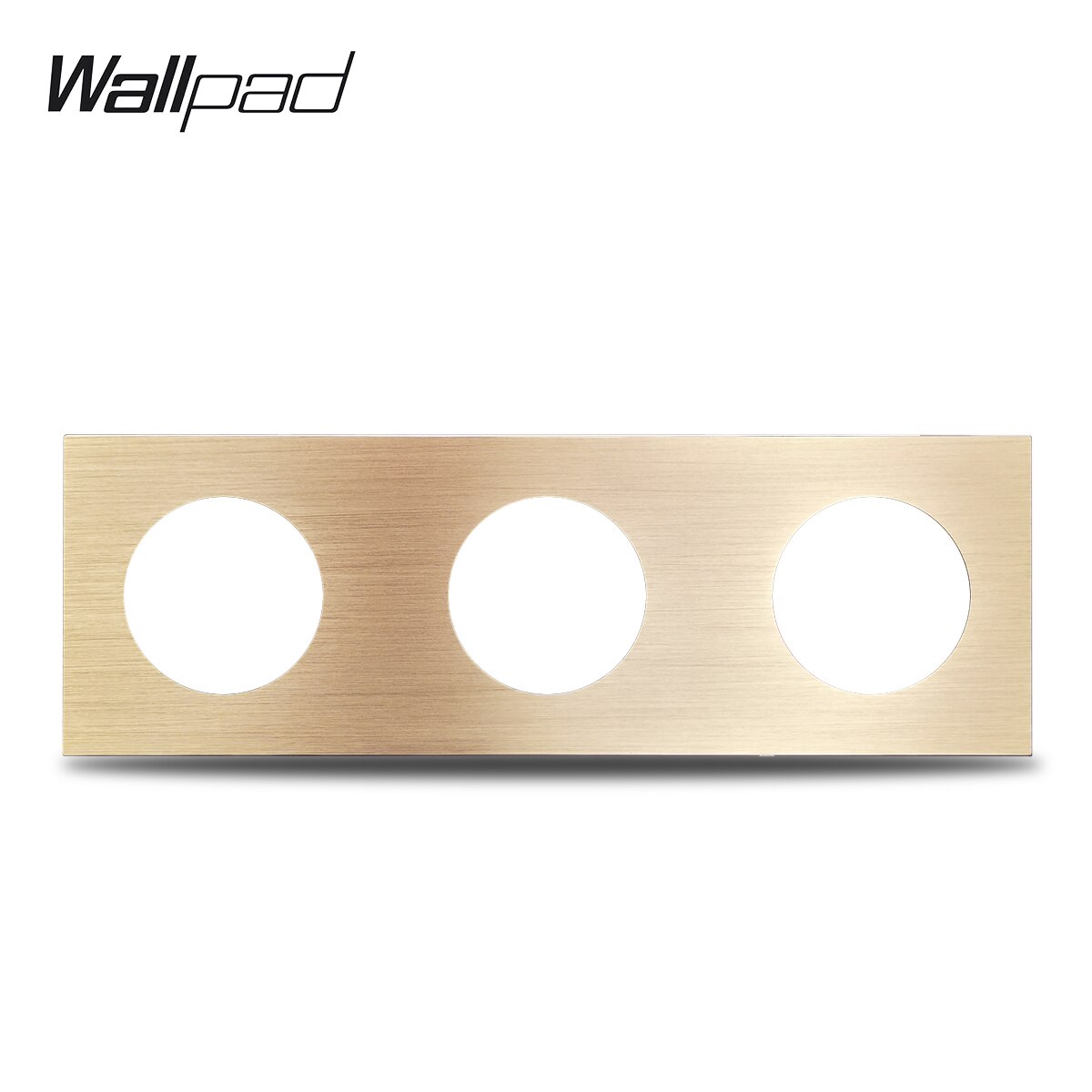L6 DIY Triple Panel Gold Brushed Aluminum For Wall Switch Socket 3 Gang Frame Metal Plate Free Combination, 258*86mm