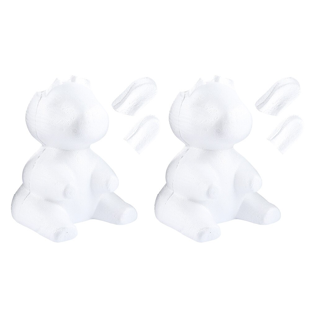 2pcs DIY Foam Rabbit Mold Decorative Foam Rabbit Mold Lovely Modeling Foaming DIY White Embryo Foam Flower Arrangement Model