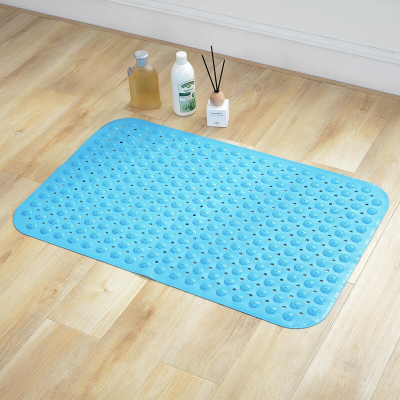 35*71cm anti-skli badematte med sugegummi badekar dusj safe matte gulvmatte badekar matte fotmassasje ren farge teppeteppe: Blå