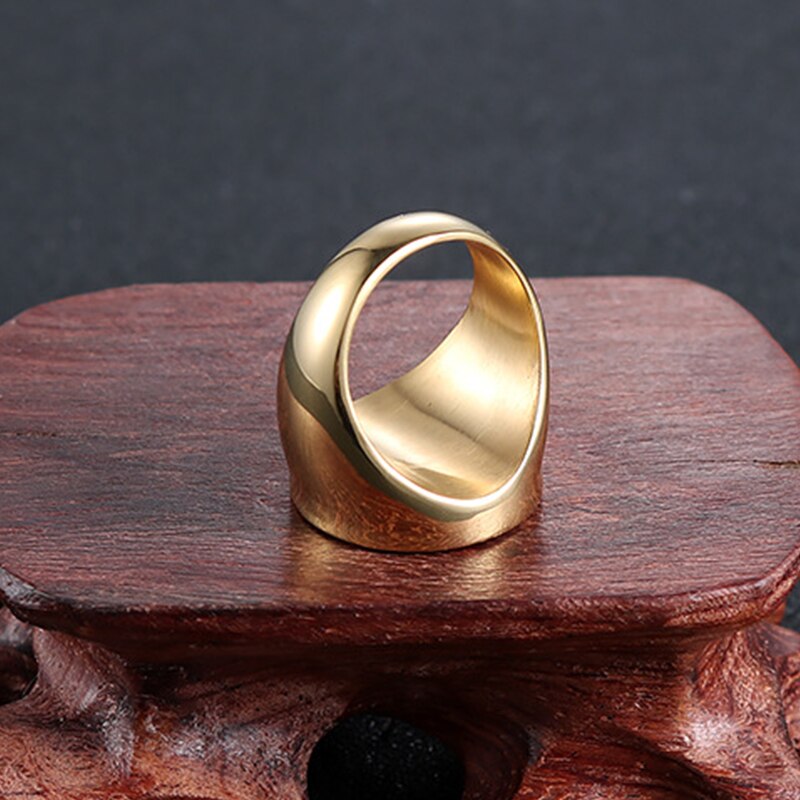Zegelring van roestvrij staal, gouden steampunk voor mannen, zegelringen, trouwringen, grote herenringen, sieraden voor mannen