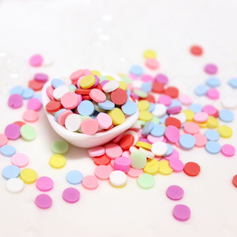 100G miniaturowa glina polimerowa cukierki cukier udawaj jedzenie narzędzie robić dekoracji ciast akcesoria okrągły/śnieg/Sakura kształt 5*1MM