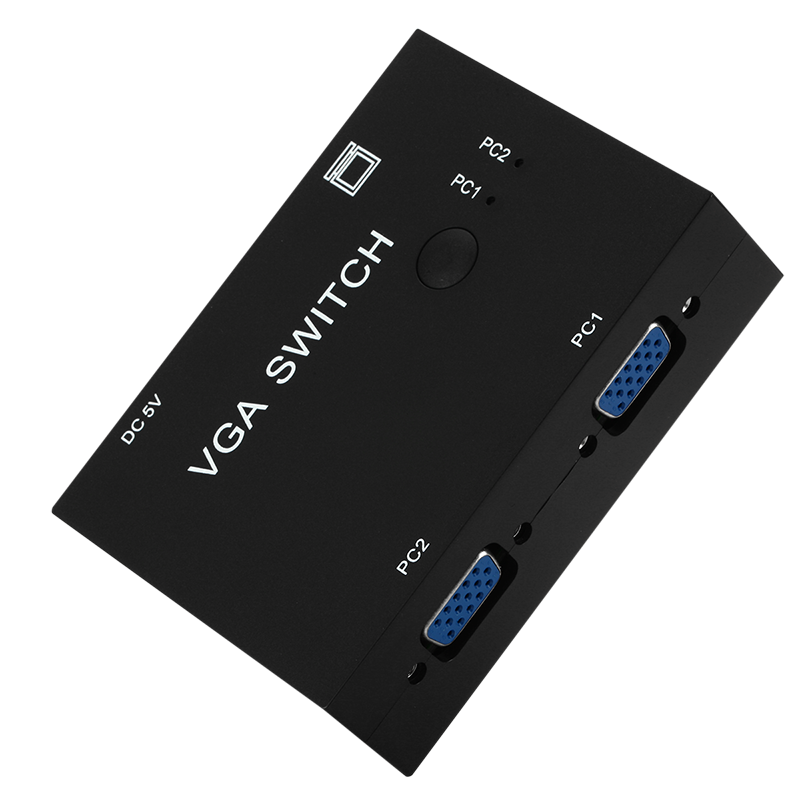 Mini conmutador VGA portátil de 2 puertos, Selector de caja de interruptor de vídeo 2 en 1 para HDTV PC 1920x1440, el más