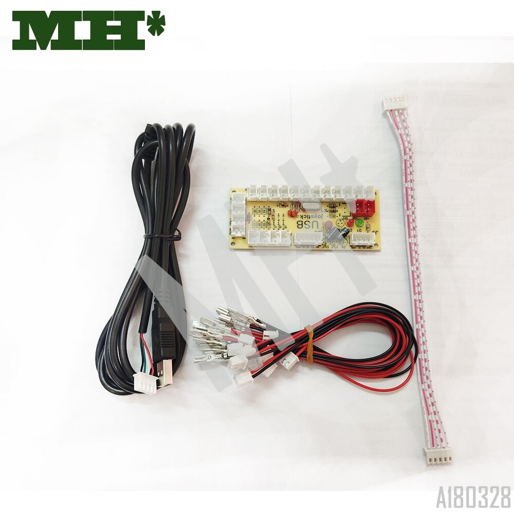 2 Spelers Nul Vertraging Arcade Diy Kit Usb Encoder Voor 4 & 8 Manier Zippy 5PIN Joystick 2.8 & 4.8mm Knop Met 2pin 2.8 & 6.3 Mm Licht Kabel: 1Zero 2.8MM -5p