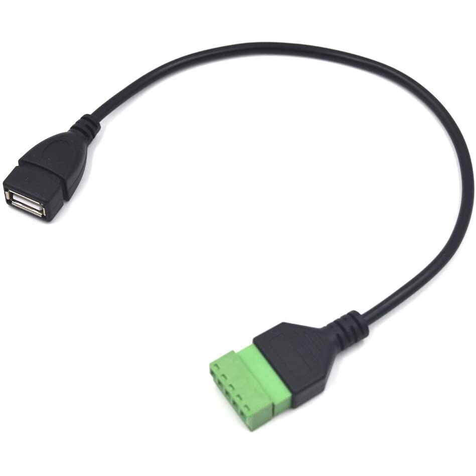 11.8 inch USB 2.0 Female to 5 Pin Screw Terminal Female Charging and Data Transfer Adapter Connector Converter Extension Shield
