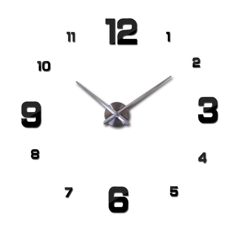 Real uhr 3d wanduhr diy spiegel Zauberstab aufkleber moderne wohnzimmer quarz metall uhren dekoration uhr: Schwarz / 37Zoll