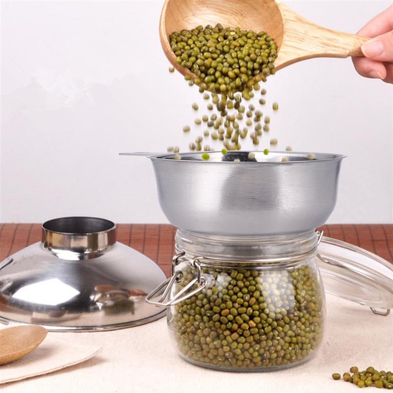 1pc Stainless Steel Funnel Square Wide Mouth Funnel Large Diameter Oil Leakage Jam Funnel With Handle Kitchen Gadget