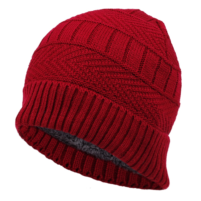 nueva serie monocolor gorro de punto modelos de otoño e invierno más sombreros de terciopelo hip hop gorra fría al aire libre gorras de lana salvaje: Rojo