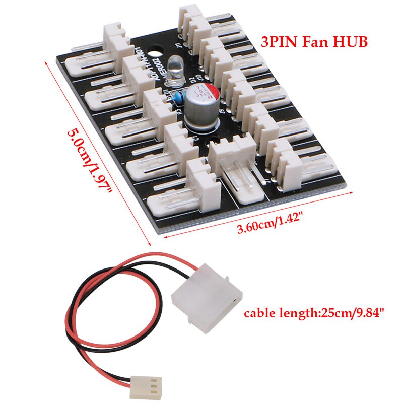 10-weg 3-Pin PWM Fan Hub PC CPU Host Game Case Waterkoeling Splitter Adapter C26