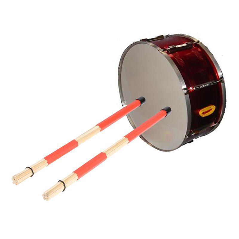 1 Paar Professionele Bamboe Land Jazz Ballad Percussie Drum Borstels Bundle Drum Sticks Met Rubberen Handvat 40Cm 5 Kleuren