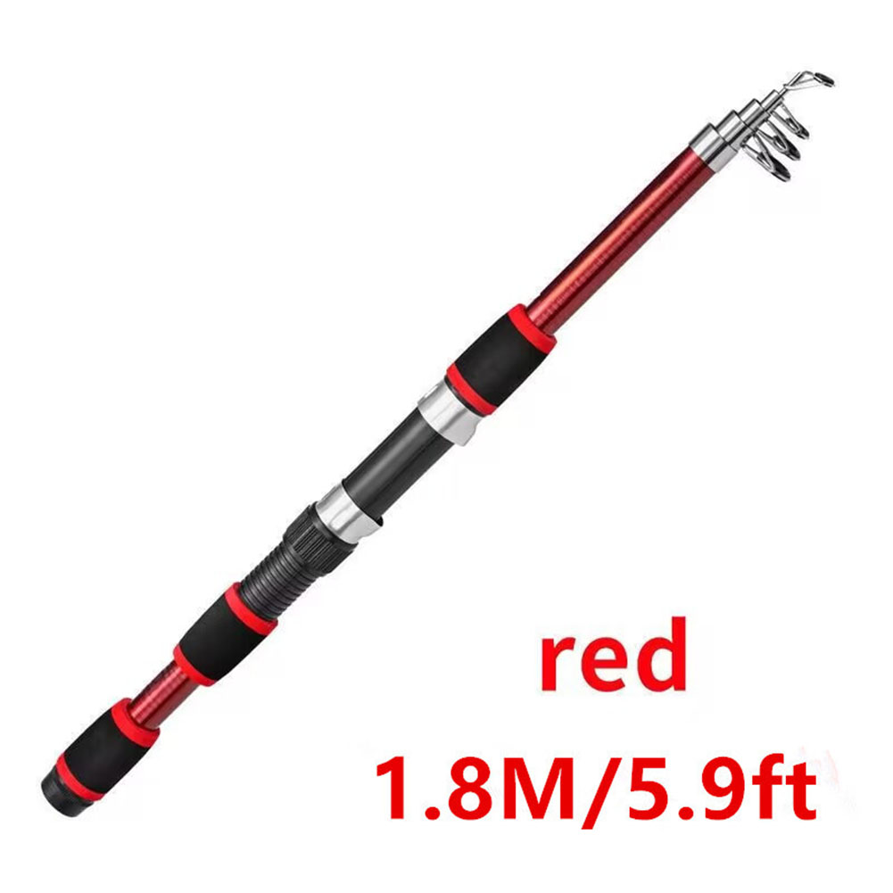 Portable Seaing Pole Throwing Rod Remote Throw Rods Fiberglass 1.8m Rock Fishing Rod Carp Feeder Rod Surf Spinning- Rod: Red