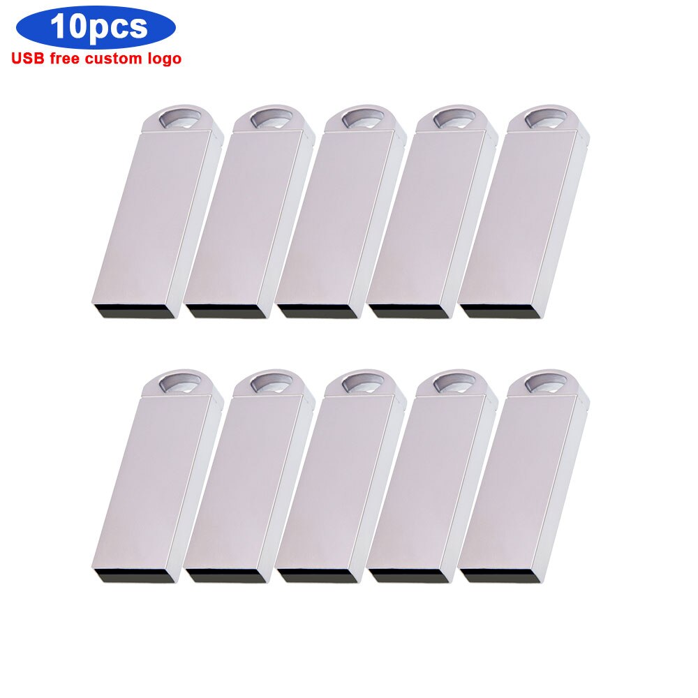bulk 10pcs free logo USB Flash Pen Drive 128GB Metal USB Flash Drive 2.0 usb memory stick 4GB 8GB 16GB 32GB flash drive u disk: 128MB / silver
