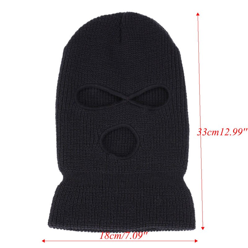 Máscara de motocicleta con 3 agujeros, pasamontañas negro, sombrero de punto, protector facial, gorro de invierno,