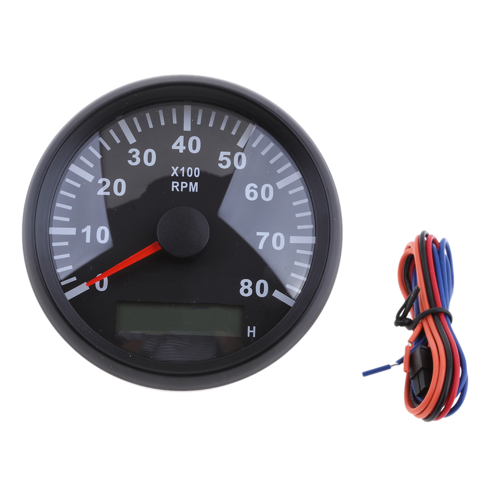 CAR MARINE TACHOMETER GAUGE LCD TACHO HOUR METER 8000 RPM 85MM #2