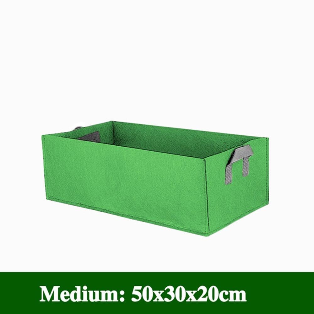 Vokse poser ikke-vævet stof hævet have seng rektangel plantebeholder vokse poser stof planter pot til planter børnehave pot: Hæren grøn-m