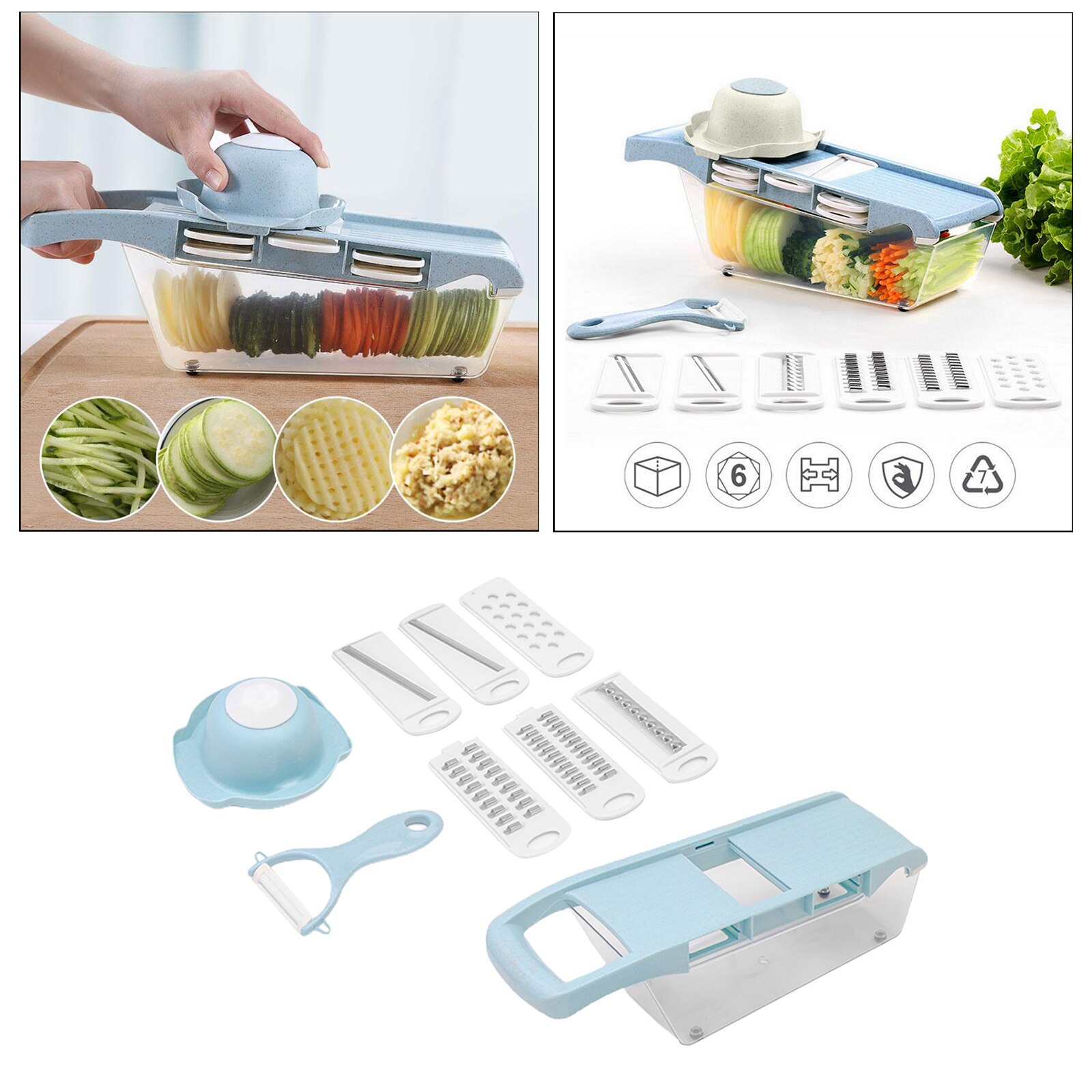 Kitchen Grater Vegetable Food Cutter Chopper Slicer Shredder Blue