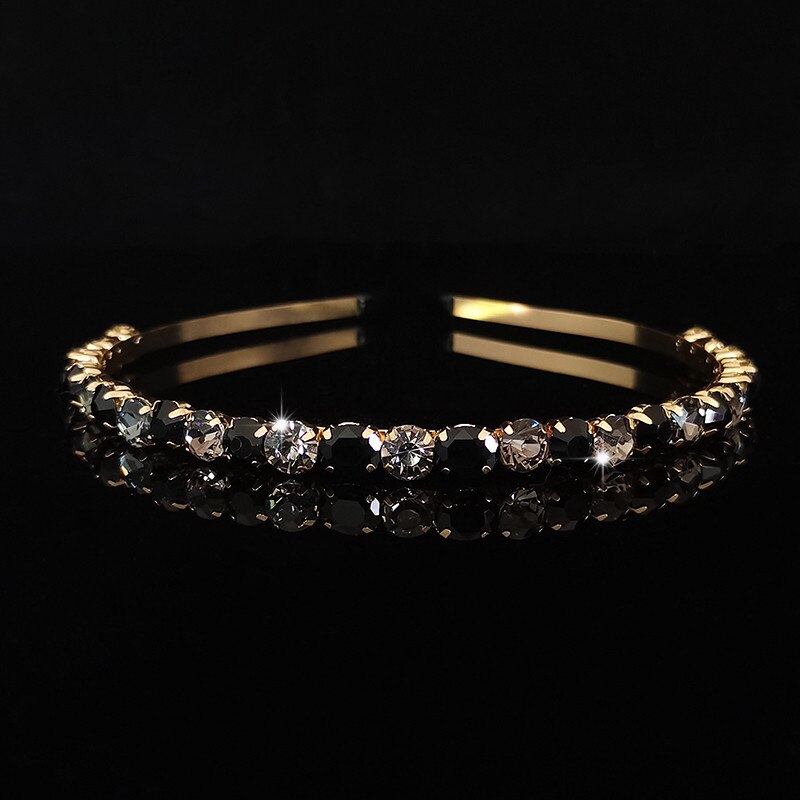 Ladies Tiaras Full Crystal Simple Hair Bands Hair Hoops Lady super flash Wedding Hair Accessories: XZ009black