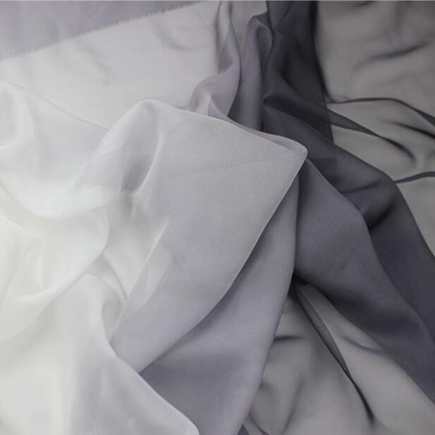 Ombre chiffong tyg tunn mjuk färgad dans klänning andas flytande diy klänning tyg: Svart