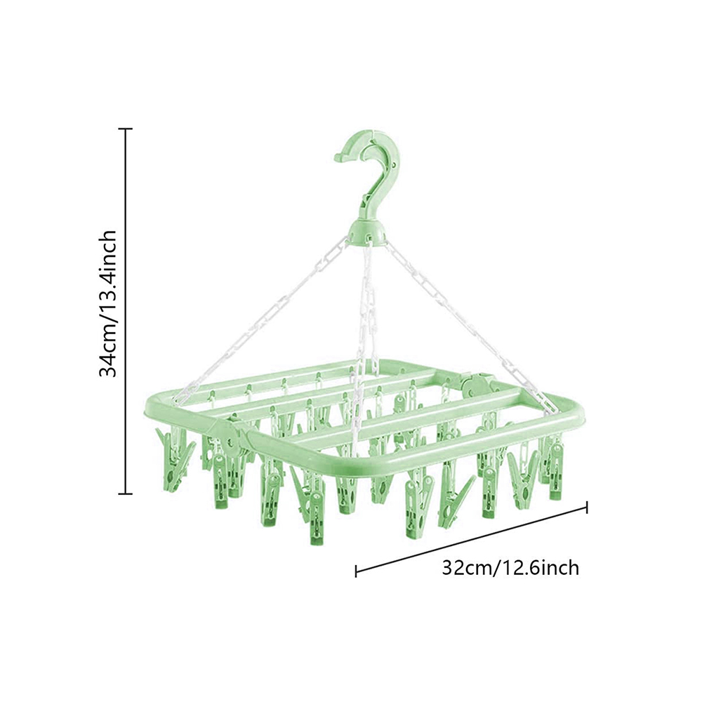 Kleding Drooghanger Met 32 Clips / 8 Clips Sokken Ondergoed Drogen Opvouwbaar Wasrek: Licht Geel