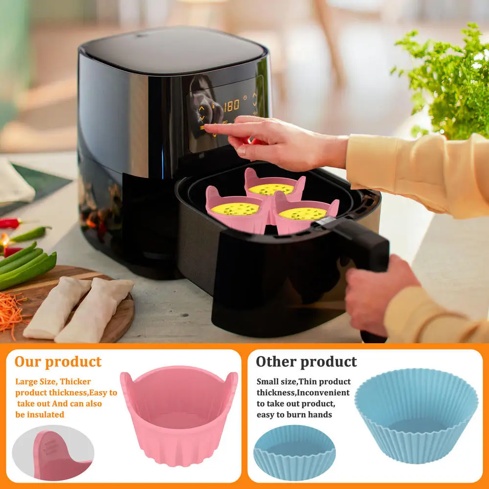 Air Fryer Egg Moulds Silicone Egg Poacher Stovetop Egg Cooking For Microwave Air Fryer Baking Accessories Egg spinner Egg cups