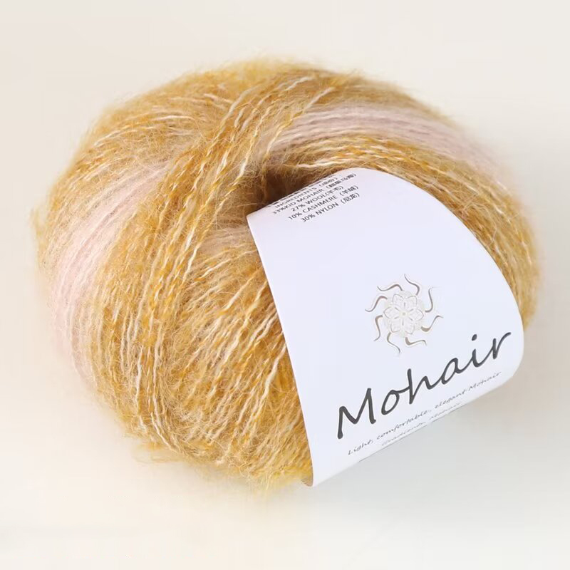 Ovillo de lana de Mohair degradado para tejer a mano, hilo de ganchillo suave y cálido, segmento de lana de bebé, hilo teñido para suéter, sombrero y bufanda, 25g por bola