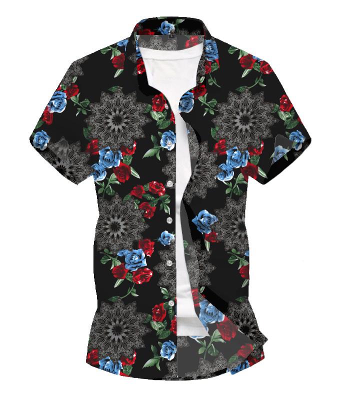 Overhemd voor jongens blouse heren plus size feest hawaiiaans overhemd heren strand vrije tijd zwart blauw bruin: Zwart 1801-hz57-p20 / Xxxl