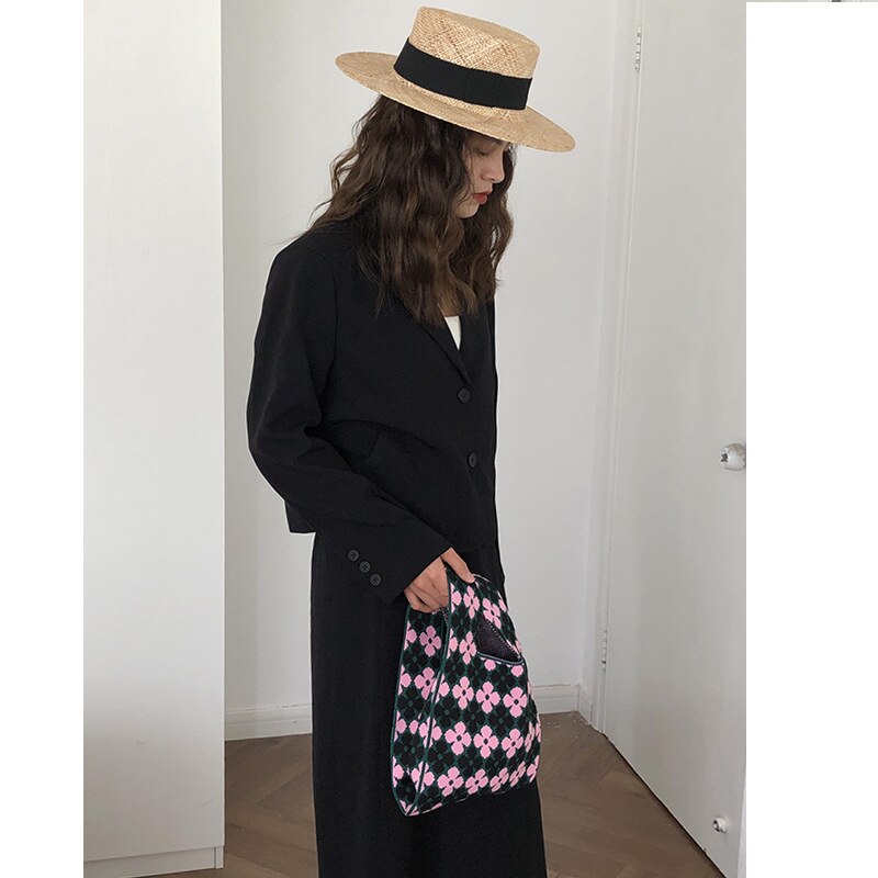 Mode Breien Pols Tas Vrouwen Handtas Handgemaakte Touw Geweven Clutch Purse Tote Shopper Tassen Voor Vrouwen 2022 Vrouwelijke