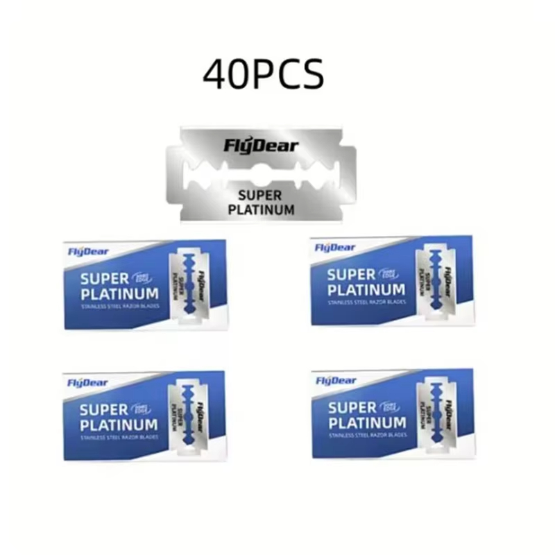 100 kpl -10 kpl ruostumattomasta teräksestä valmistettua turvapartahöylää, kaksiteräiset partakoneet miesten parturi- ja parranajokarvanpoistoon: Oranssi