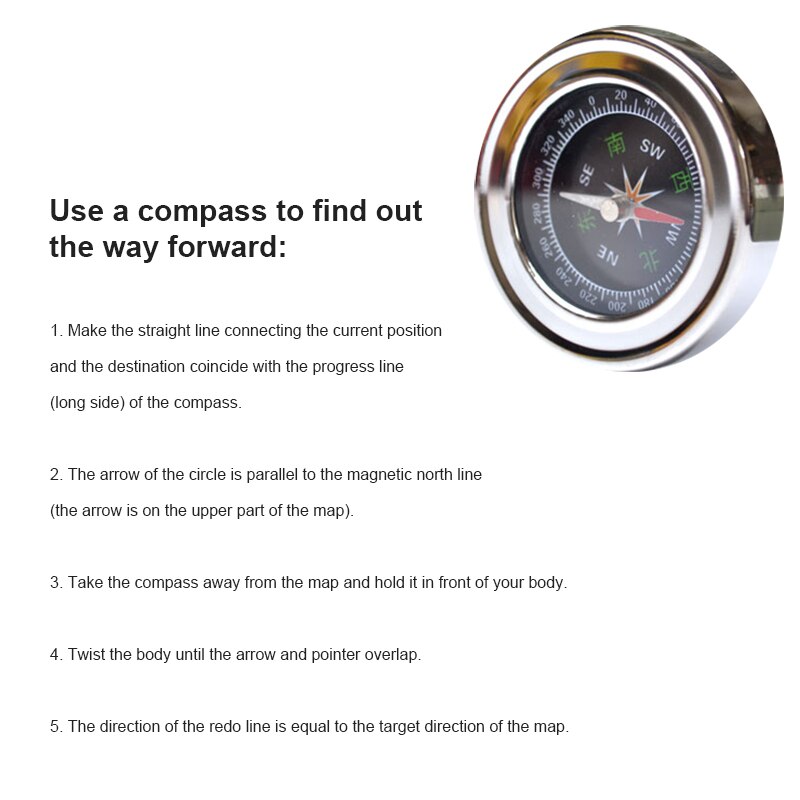 Portable Compass Camping Hiking Large Metal Stainless Steel Compass Navigation For Outdoor Activities Waterproof Outdoor Tools