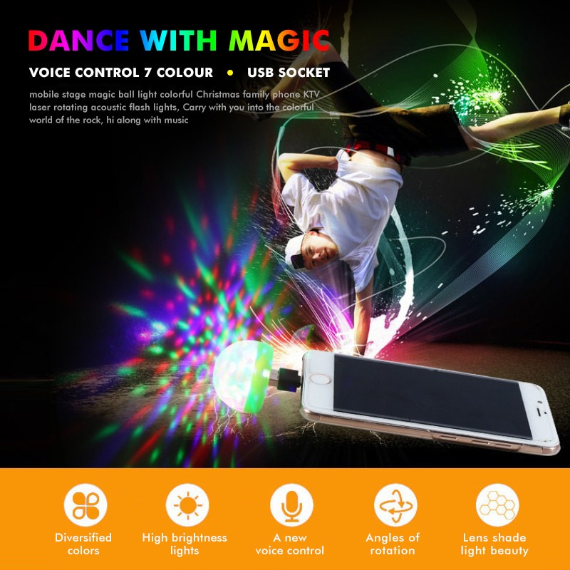 Mini scene lys android apple usb roterende scene lys disco dj lys jul familiegjenforening magiske ball lys fest lys