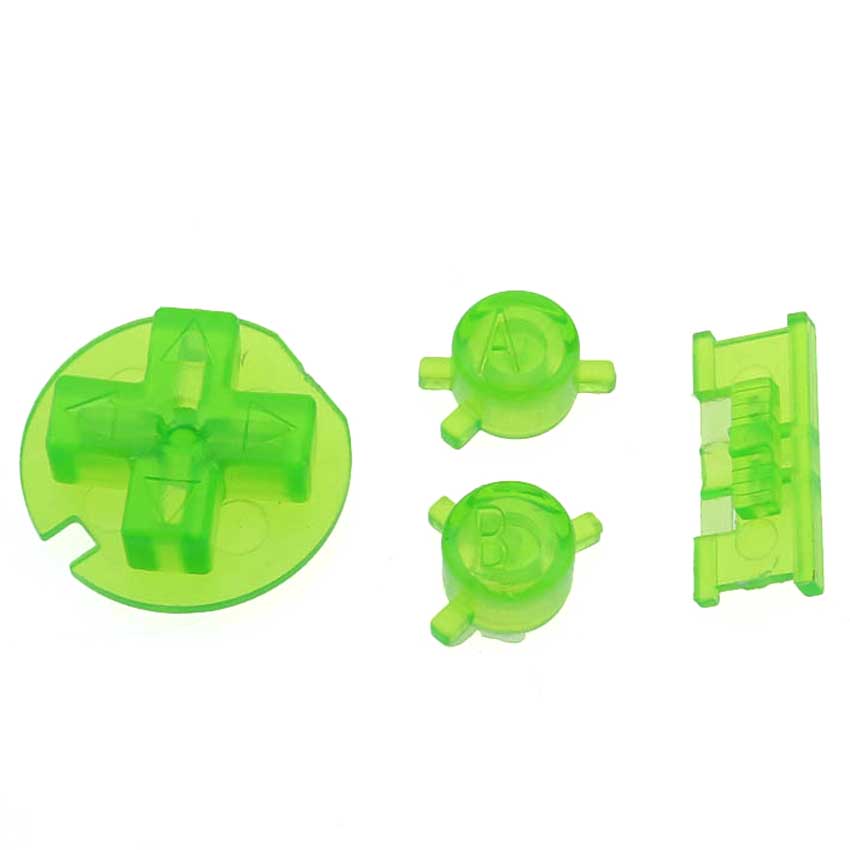 JCD 1 Set Plastic Power ON OFF Buttons Keypads for Gameboy Color GBC Colorful Buttons Set for GBC D Pads A B Buttons Replacement: A Clear Green