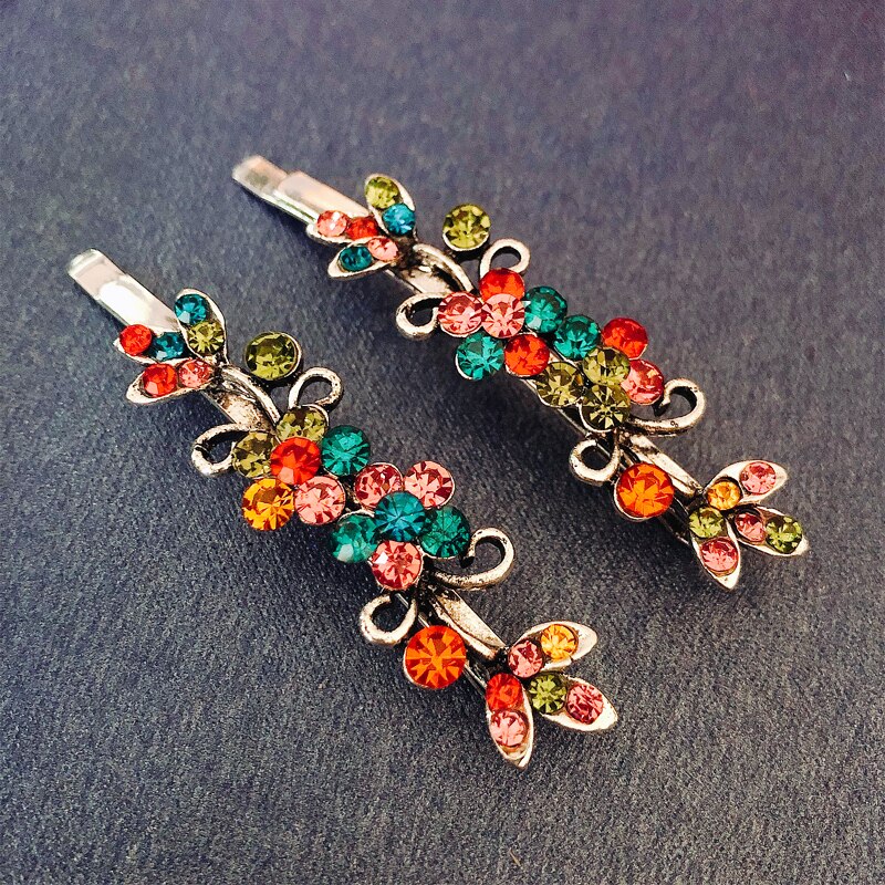 Morkopela Girls Flower Hairpin Pairs Rhinestone Hair Clip Jewelry For Women Party Banquet Hair Pins Accessories
