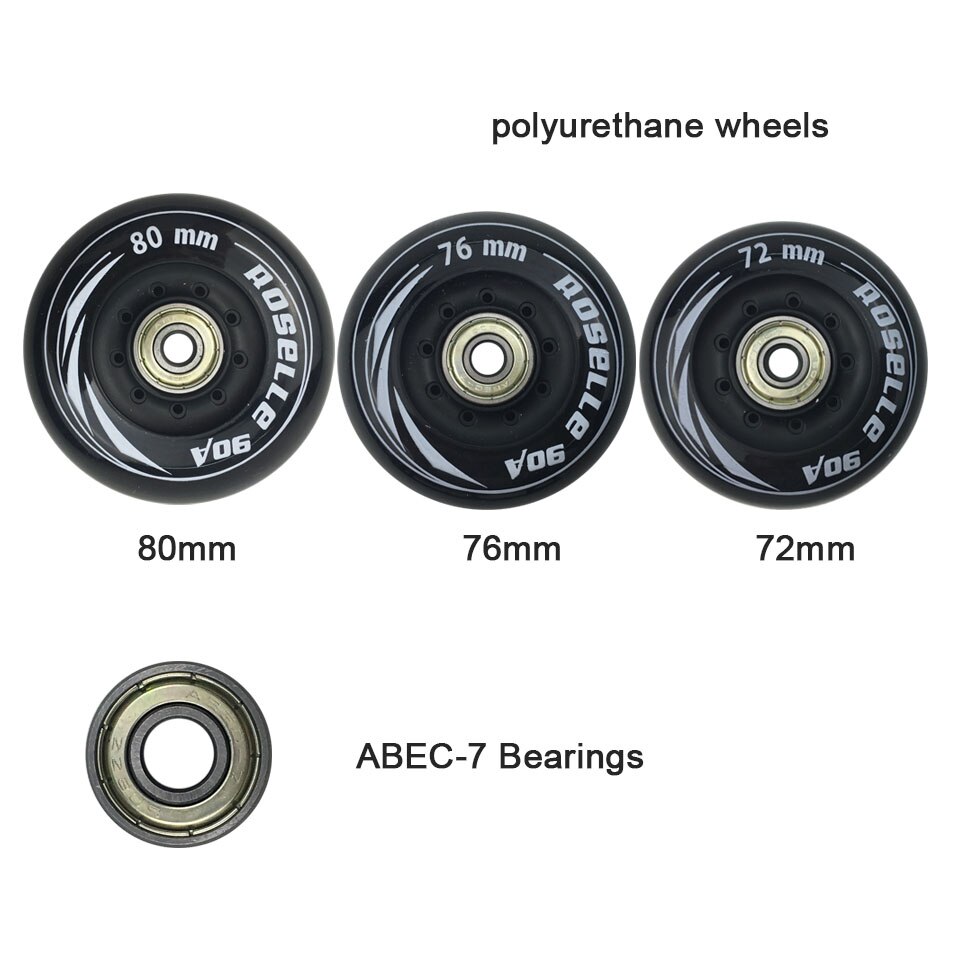 Ruedas y rodamientos para Patines en línea Slalom, Base para Patines deslizantes para adultos y niños, 231, 243mm, marco y 4x80, 76 y 72mm, 90A