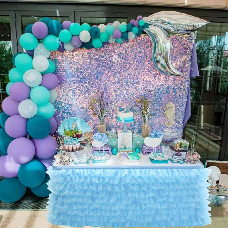 Falda de mesa de tul para decoración de boda, falda de 180x77cm para de cumpleaños, banquete, boda