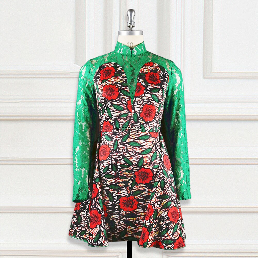 Vestidos africanos para mujer Dashiki S Bazin Riche, vestidos africanos de encaje de manga larga, ropa Retro Africana